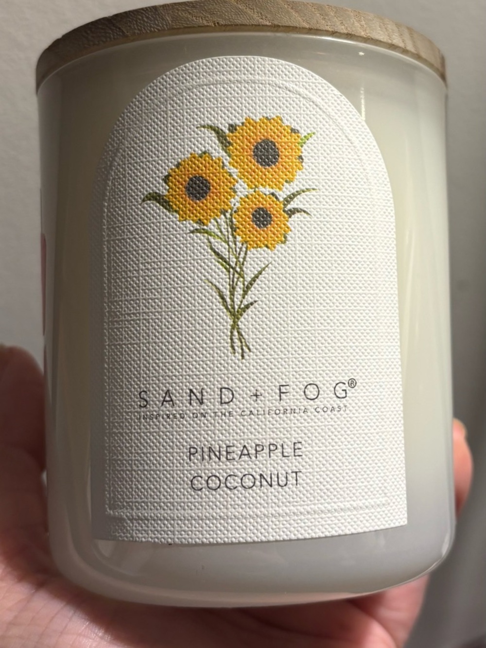 Sand + Fog Pineapple Coconut Scented Candle — Cream Jar with Yellow Accent